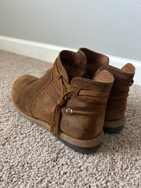 Born Brown Suede Ankle Booties with Wrap Detail